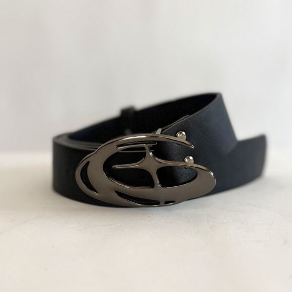 Chrome Black Star Vegan Leather Belt – Grunge Unisex Style, Brand New - Picture 3 of 6